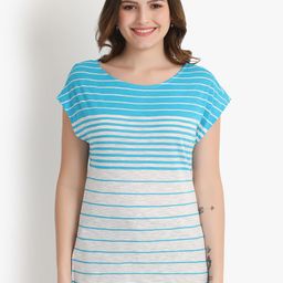 putsum Horizontal Striped Round Neck Extended Sleeves Knitted Top-picture-26