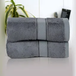 Cantabil Grey 2 Pieces Bamboo Cotton 550 GSM Hand Towels-picture-27