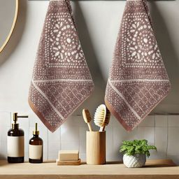 MYTRIDENT ARKIN Brown & Beige 2 Pieces Printed Pure Cotton 600 GSM Hand Towels-41