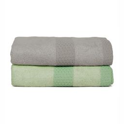 Mulberry Living 2-Pcs Grey & Green Textured 520 GSM Hand Towels-8
