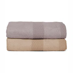 Mulberry Living 2-Pcs Grey & Peach Textured 520 GSMHandTowels-1