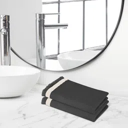 Himeya Grey 2 Pieces Terry Cotton Anti-Bacterial 350 GSM Reversible Hand Towels-1
