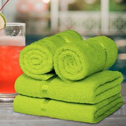 Story@home Set of 4 Green Solid 450 GSM Pure Cotton Hand Towels-29