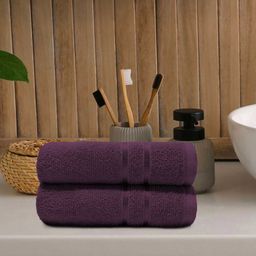 MYTRIDENT 2 Pcs Purple 400 GSM Pure Cotton Hand Towels-10