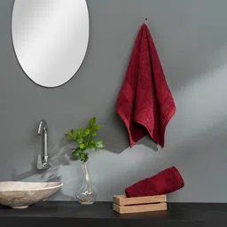 DDecor Set Of 2 Magenta Red Solid 500 GSM Cotton Hand Towels-3