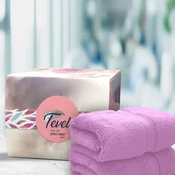 Aura Set Of 2 Pink Solid 650 GSM Super Absorbent Pure Cotton Hand Towels-46