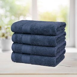 MYTRIDENT 4- Pcs Navy Blue Cotton 500 GSM Highly Absorbent Hand Towels-9
