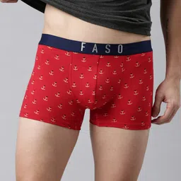 FASO Men Printed Organic Cotton Breathability Trunks FS3007-SQ-RED-82