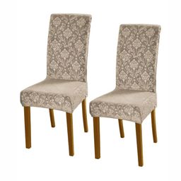 HOKIPO 2-Piece Camel Brown Self Design 200GSM Stretchable Chair Covers-1
