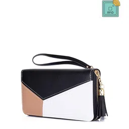 Alexvyan Women Colourblocked PU Zip Around Wallet-14