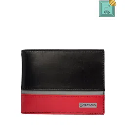 ARCADIO Men Black Textured Leather Two Fold Wallet-image-25
