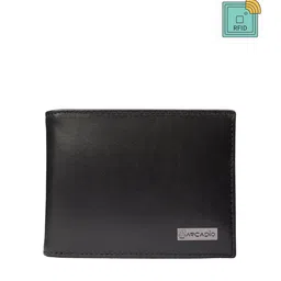 ARCADIO Men Black Textured Leather Two Fold Wallet-image-26