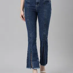 SHOWOFF Women Jean Flared Clean Look Light Fade Acid Wash Stretchable Jeans-image-48
