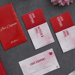 eCraftIndia Red & White 12 Pieces Love Coupons Valentine Gift Cards-image-50