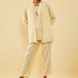 Soch Round Neck Top & Trouser With Shrug-picture-30