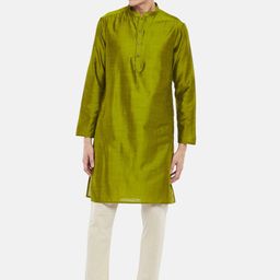 indus route by Pantaloons Men Olive Green Kurta-picture-53