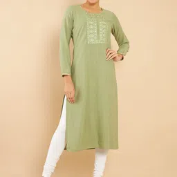 Soch Women Green Ethnic Motifs Embroidered Thread Work Kurta-image-34