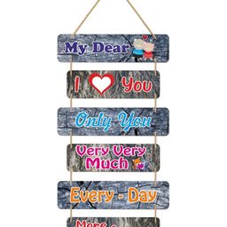 CVANU Blue & Grey Quotes Painted Rectangle Wooden Wall Hanging-picture-16
