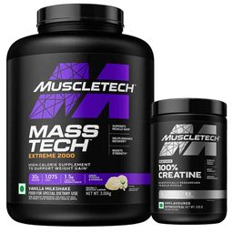 MuscleTech MassTech Extreme 2000 6.61 lb Vanilla Milkshake & Platinum 100% Creatine Combo, 0.55 lb Unflavoured-7