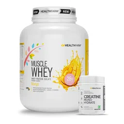 Healthfarm Muscle Whey 4.4lb with Creatine Monohydrate 0.22lb Combo,  2 Piece(s)/Pack  Mango & Unflavoured -image-20