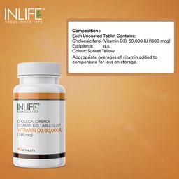 INLIFE Vitamin D3 60000 IU,  40 chewable tablet(s)  Unflavoured  image 5