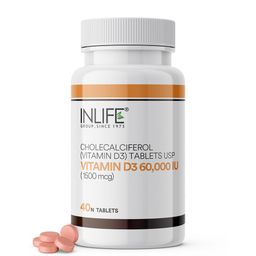 INLIFE Vitamin D3 60000 IU,  40 chewable tablet(s)  Unflavoured -96