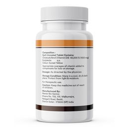 INLIFE Vitamin D3 60000 IU,  40 chewable tablet(s)  Unflavoured  image 2