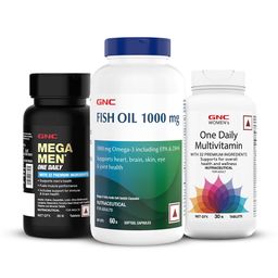 GNC Mega Men One Daily Multivitamin 30 Tablets with Fish Oil 60 Softgels &Women's One Daily Multivitamin 30 Tablets,  3 Piece(s)/Pack  Unflavoured -3