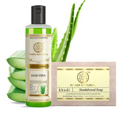 Khadi Natural Set Of Aloevera Hair Cleanser & Ayurvedic Sandalwood Soap-12