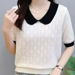 StyleCast Women Self Design Polo Collar T-shirt-picture-0
