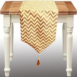 Pink Parrot Beige Striped Silk Table Runner-image-3