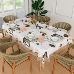Myntra Elegant Homes Cream Gulab Waterproof 6-Seater 1.52 m x 2.3 m PVC Table Cover-image-72