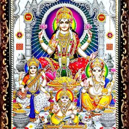SUNINOW Gold-Toned & White Laxmi Ganesh Saraswati Wooden Religious Photo Frame-17