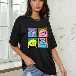 AAHWAN Women Printed Applique T-shirt-image-35