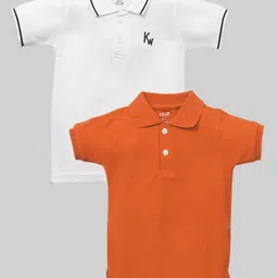 BAESD Pack Of 2 Boys Solid Polo Collar Cotton T-shirts-image-61