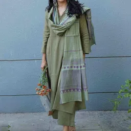 SUPPAR SLEAVE Green Viscose Rayon Kurta Sets-picture-22