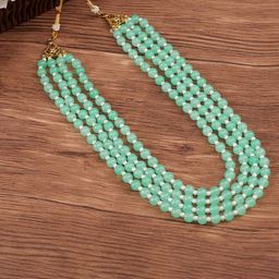 JIYANSHI FASHION Gold-Plated Stone-Studded & Beaded Layered Necklace With Brooch-20