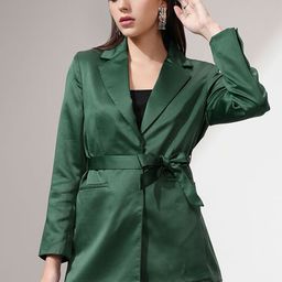 CHIC BY TOKYO TALKIES Satin Notched Lapel Single-Breasted Tie-Up Blazer-picture-12