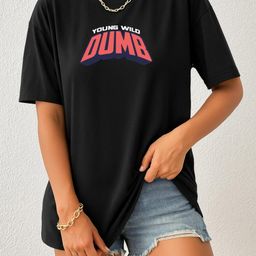 Women Black Trendy Graphic Printed Drop Shoulder Oversized T-Shirt-image-91