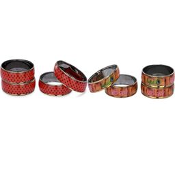SOMIL Set Of 8 Red Alloy Artificial Stones & Beads Bangles-picture-38