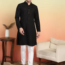 SWAGG INDIA Men Ethnic Motifs Embroidered Thread Work Kurta-16