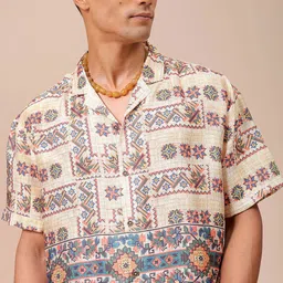 The Indian Garage Co Men Cuban Collar Ethnic Motifs Printed Relaxed Fit Casual Shirt-image-79