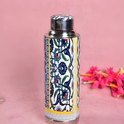 THE HOME CO. White & Blue Single Stainless Steel Printed Water Bottle-28