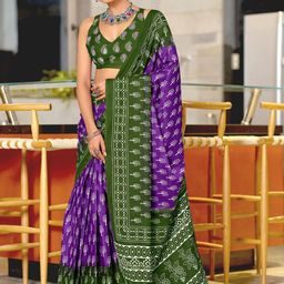 Suha Purple Pure Cotton Printed Block Print Sarees-picture-25