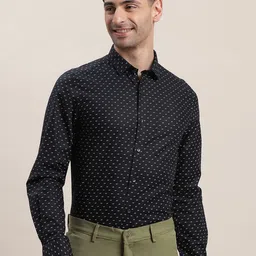 Turtle Men Standard Slim Fit Spread Collar Micro Ditsy Printed Cotton Formal Shirt-image-98