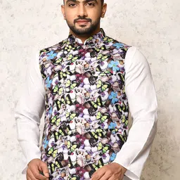 RANAK Digital Printed Woven Nehru Jacket-picture-6