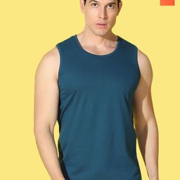 WOOSTRO Pack Of 2 Pure Combed Cotton Gym VestsVWS26(BKLN ORANGE)(PLAIN PEACOCK)-image-21