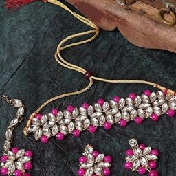 BMINO Women Pink Jewellery Set-image-76