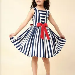 CHANDRIKA Girls Navy Blue Viscose Rayon Dresses-picture-23