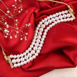 SHONA'S STYLE Pearls Beaded 3-Layered Statement Necklace-28